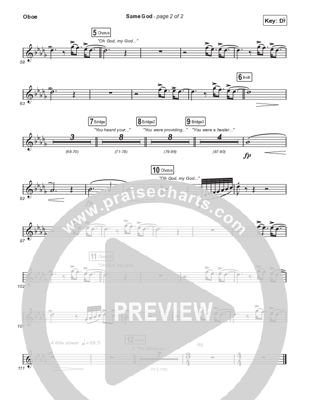 Same God (Choral Anthem SATB) Oboe (Signature Sessions / Arr. Mason Brown)