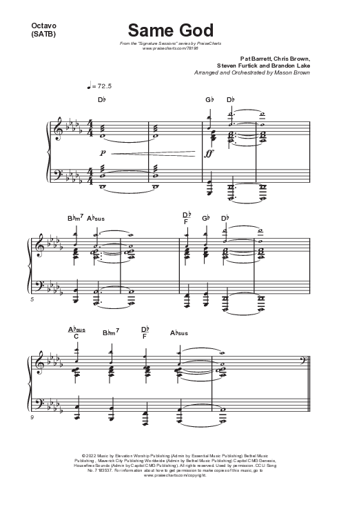 Same God (Choral Anthem SATB) Octavo (SATB & Pno) (Signature Sessions / Arr. Mason Brown)