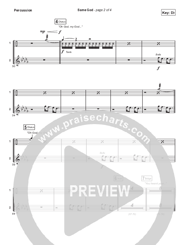 Same God (Choral Anthem SATB) Percussion (Signature Sessions / Arr. Mason Brown)