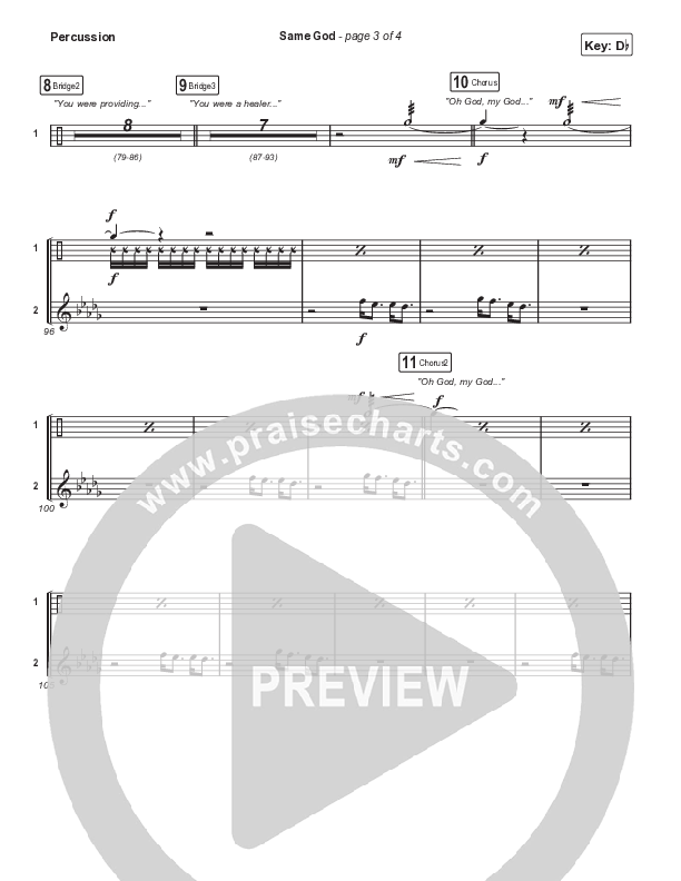 Same God (Choral Anthem SATB) Percussion (Signature Sessions / Arr. Mason Brown)