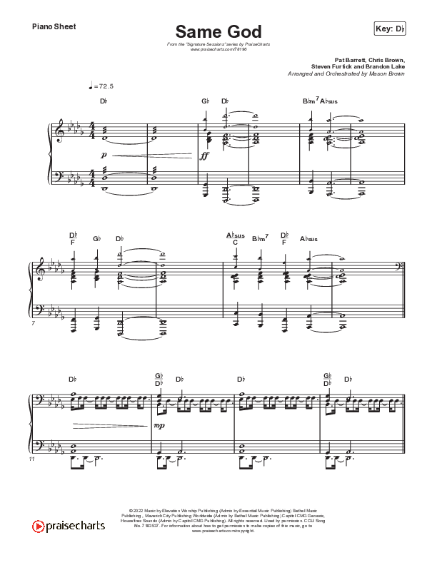 Same God (Choral Anthem SATB) Piano Sheet (Signature Sessions / Arr. Mason Brown)