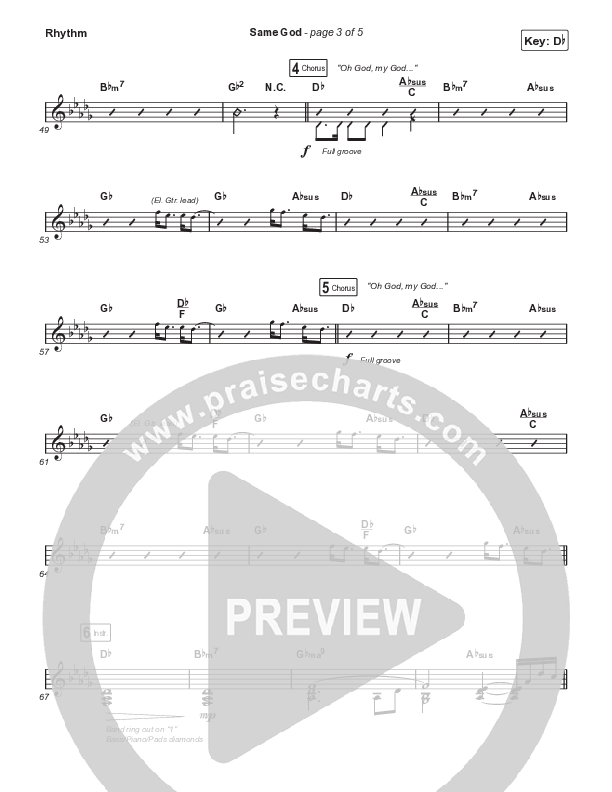 Same God (Choral Anthem SATB) Rhythm Chart (Signature Sessions / Arr. Mason Brown)