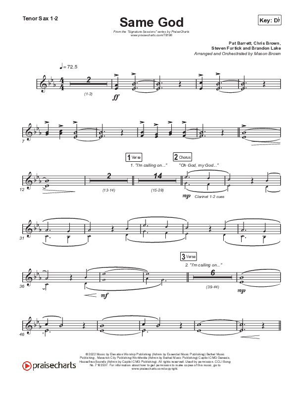 Same God (Choral Anthem SATB) Sax Pack (Signature Sessions / Arr. Mason Brown)
