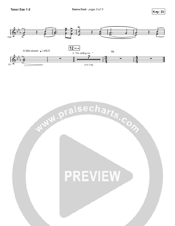Same God (Choral Anthem SATB) Tenor Sax 1,2 (Signature Sessions / Arr. Mason Brown)