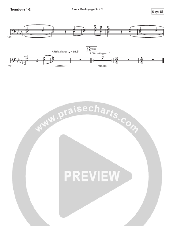 Same God (Choral Anthem SATB) Trombone 1,2 (Signature Sessions / Arr. Mason Brown)