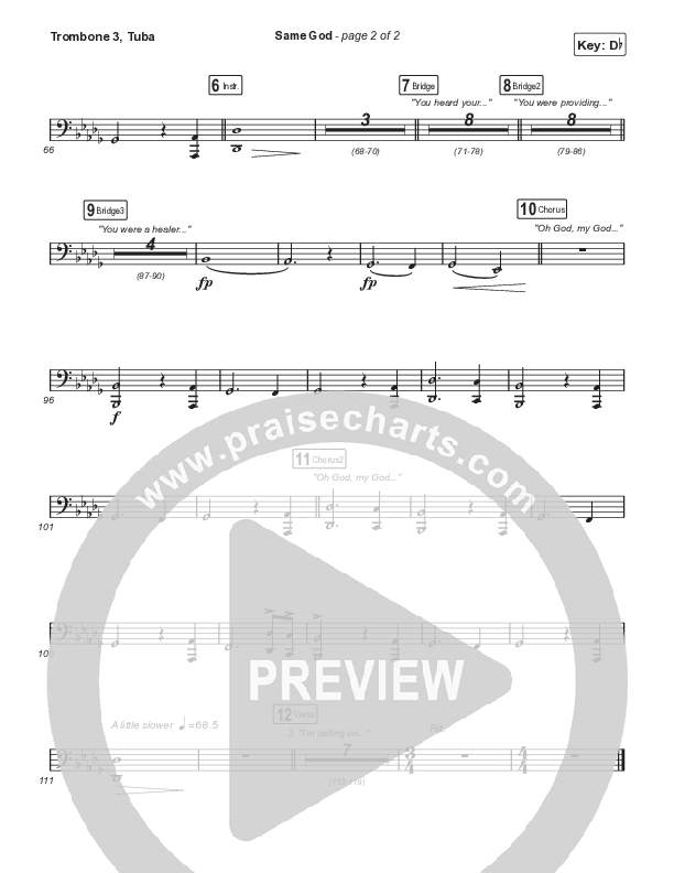 Same God (Choral Anthem SATB) Trombone 3/Tuba (Signature Sessions / Arr. Mason Brown)