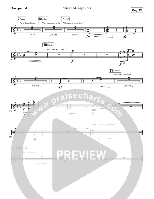 Same God (Choral Anthem SATB) Trumpet 1,2 (Signature Sessions / Arr. Mason Brown)