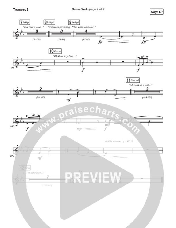 Same God (Choral Anthem SATB) Trumpet 3 (Signature Sessions / Arr. Mason Brown)