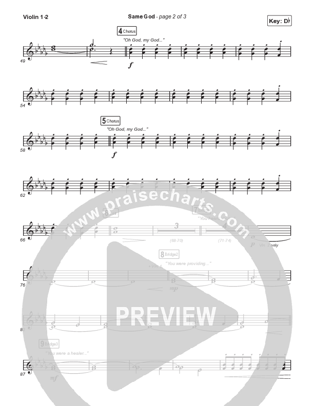 Same God (Choral Anthem SATB) Violin 1,2 (Signature Sessions / Arr. Mason Brown)