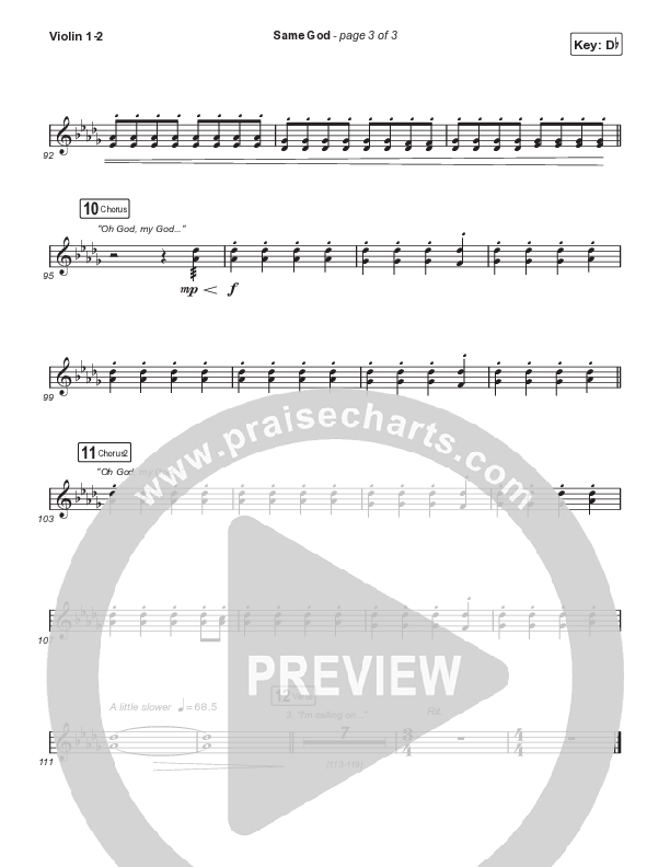 Same God (Choral Anthem SATB) Violin 1,2 (Signature Sessions / Arr. Mason Brown)