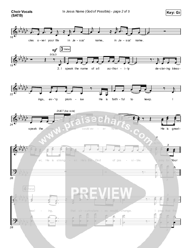 In Jesus Name (God Of Possible) (Choral Anthem SATB) Choir Vocals (Anthem SATB) (Katy Nichole / Arr. Erik Foster)