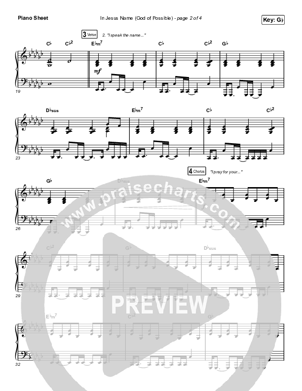 In Jesus Name (God Of Possible) (Choral Anthem SATB) Piano Sheet (Katy Nichole / Arr. Erik Foster)