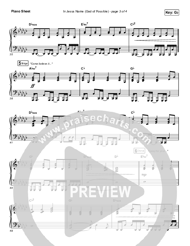 In Jesus Name (God Of Possible) (Choral Anthem SATB) Piano Sheet (Katy Nichole / Arr. Erik Foster)