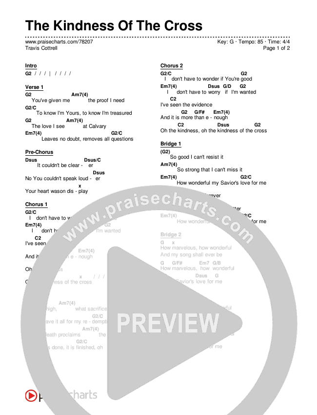 The Kindness Of The Cross Chords & Lyrics (Travis Cottrell)