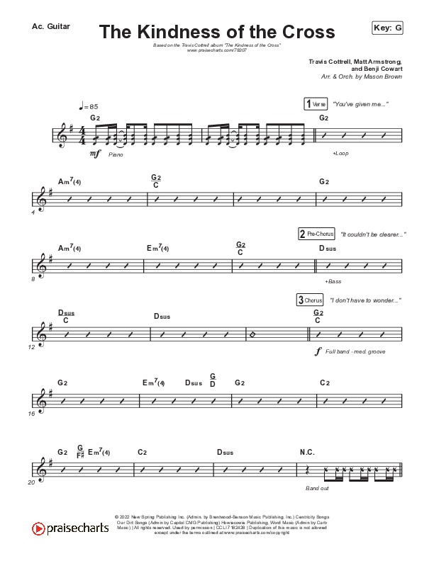 The Kindness Of The Cross Acoustic Guitar (Travis Cottrell)