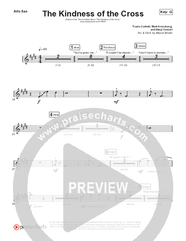 The Kindness Of The Cross Alto Sax (Travis Cottrell)