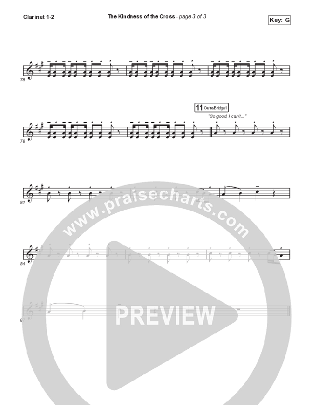 The Kindness Of The Cross Clarinet 1/2 (Travis Cottrell)