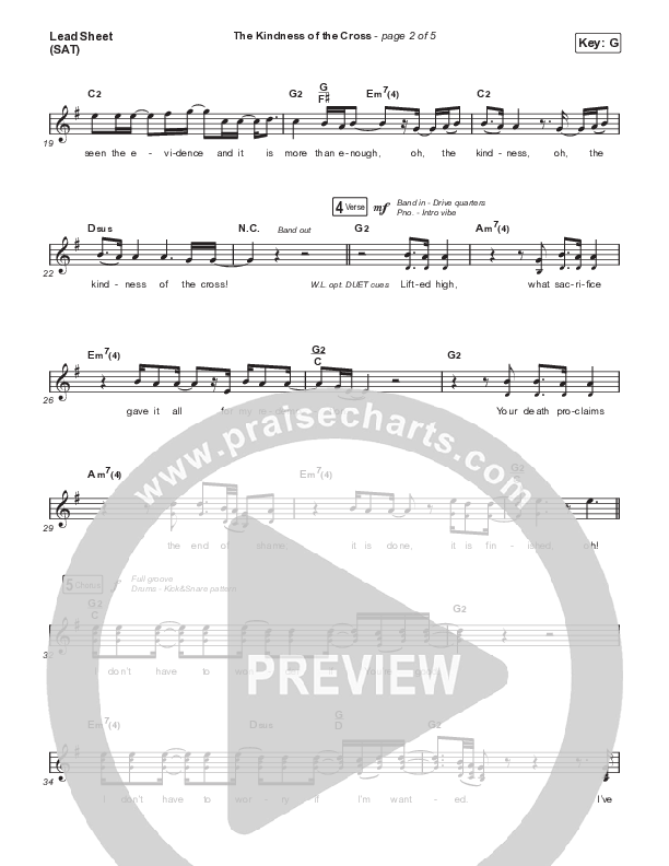 The Kindness Of The Cross Lead Sheet (SAT) (Travis Cottrell)