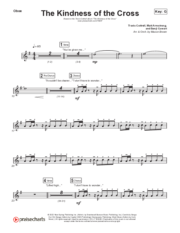 The Kindness Of The Cross Oboe (Travis Cottrell)