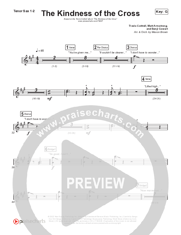 The Kindness Of The Cross Sax Pack (Travis Cottrell)