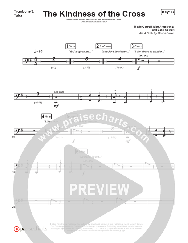 The Kindness Of The Cross Trombone 3/Tuba (Travis Cottrell)