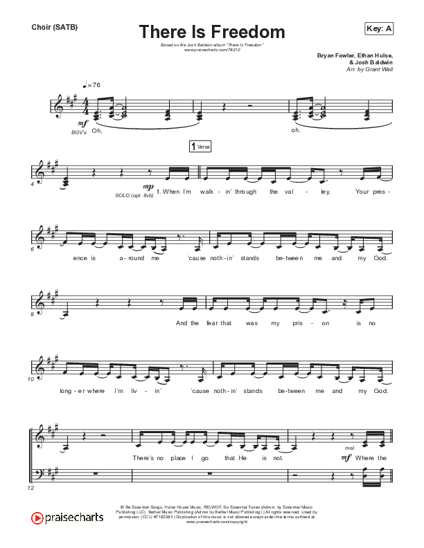 There Is Freedom Choir Sheet (SATB) (Josh Baldwin)