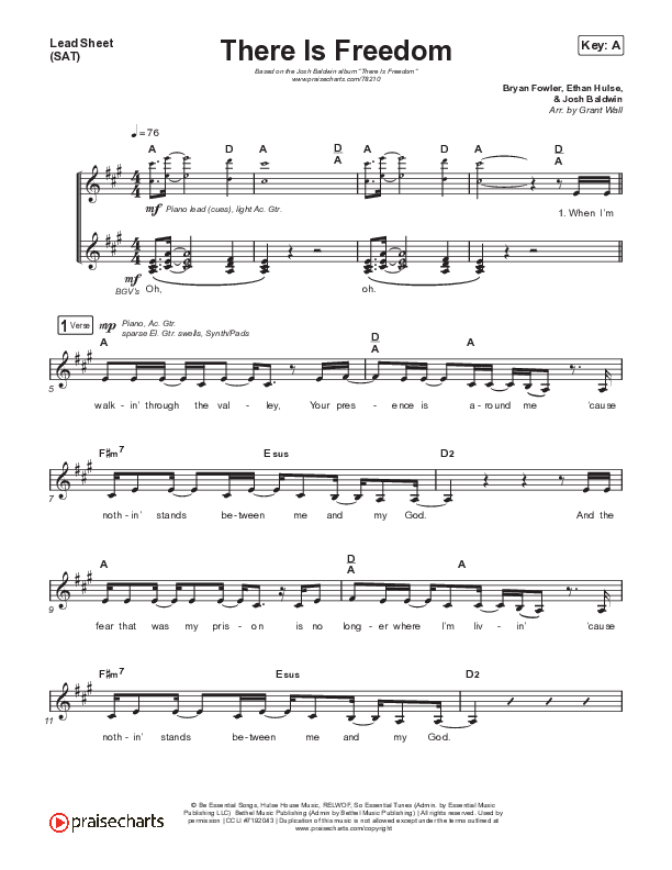 There Is Freedom Lead Sheet (SAT) (Josh Baldwin)