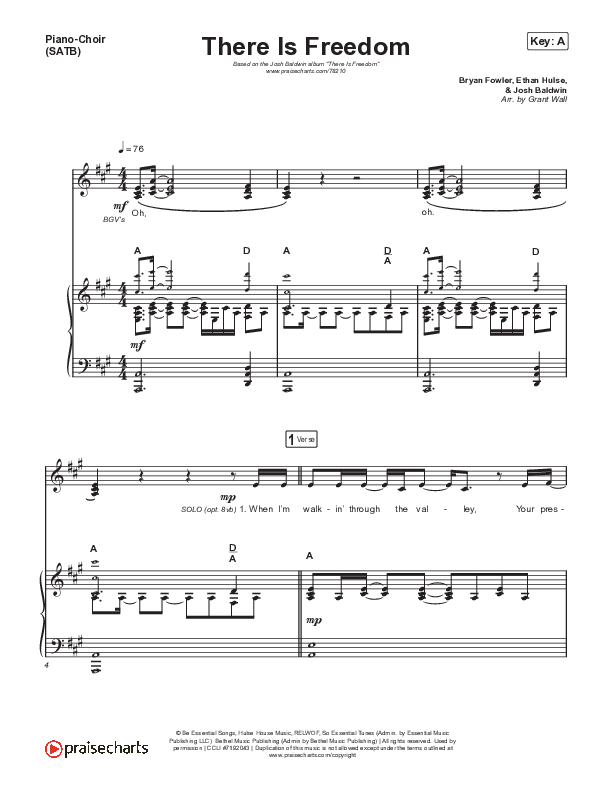 There Is Freedom Piano/Vocal Pack (Josh Baldwin)
