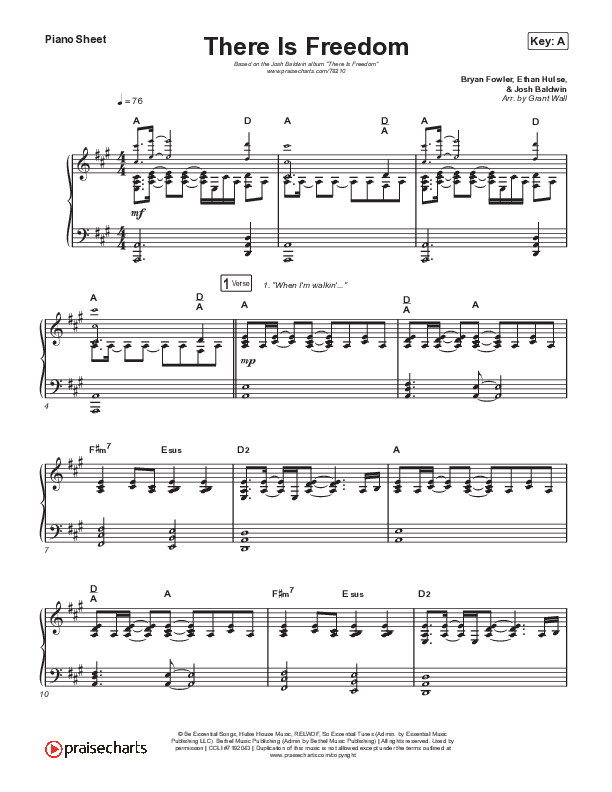 There Is Freedom Piano Sheet (Josh Baldwin)