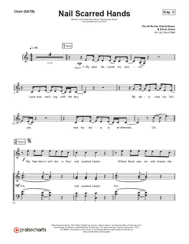 Nail Scarred Hands Choir Sheet (SATB) (Dante Bowe)