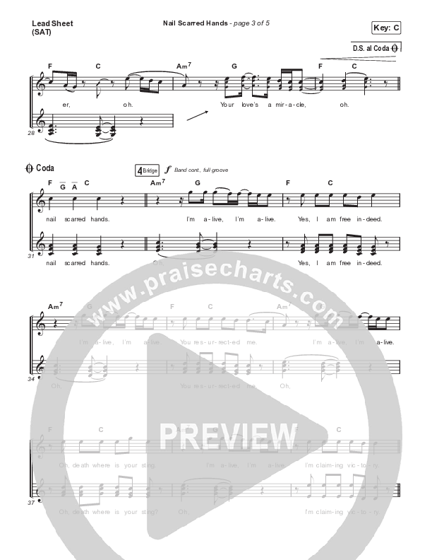 Nail Scarred Hands Lead Sheet (SAT) (Dante Bowe)