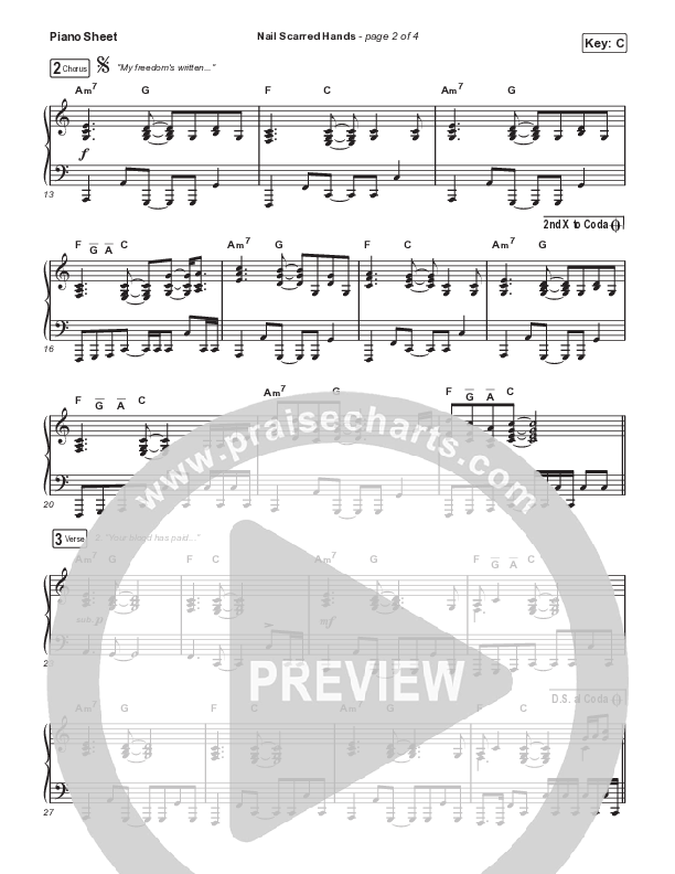 Nail Scarred Hands Piano Sheet (Dante Bowe)