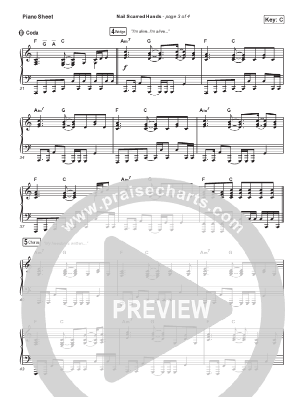 Nail Scarred Hands Piano Sheet (Dante Bowe)