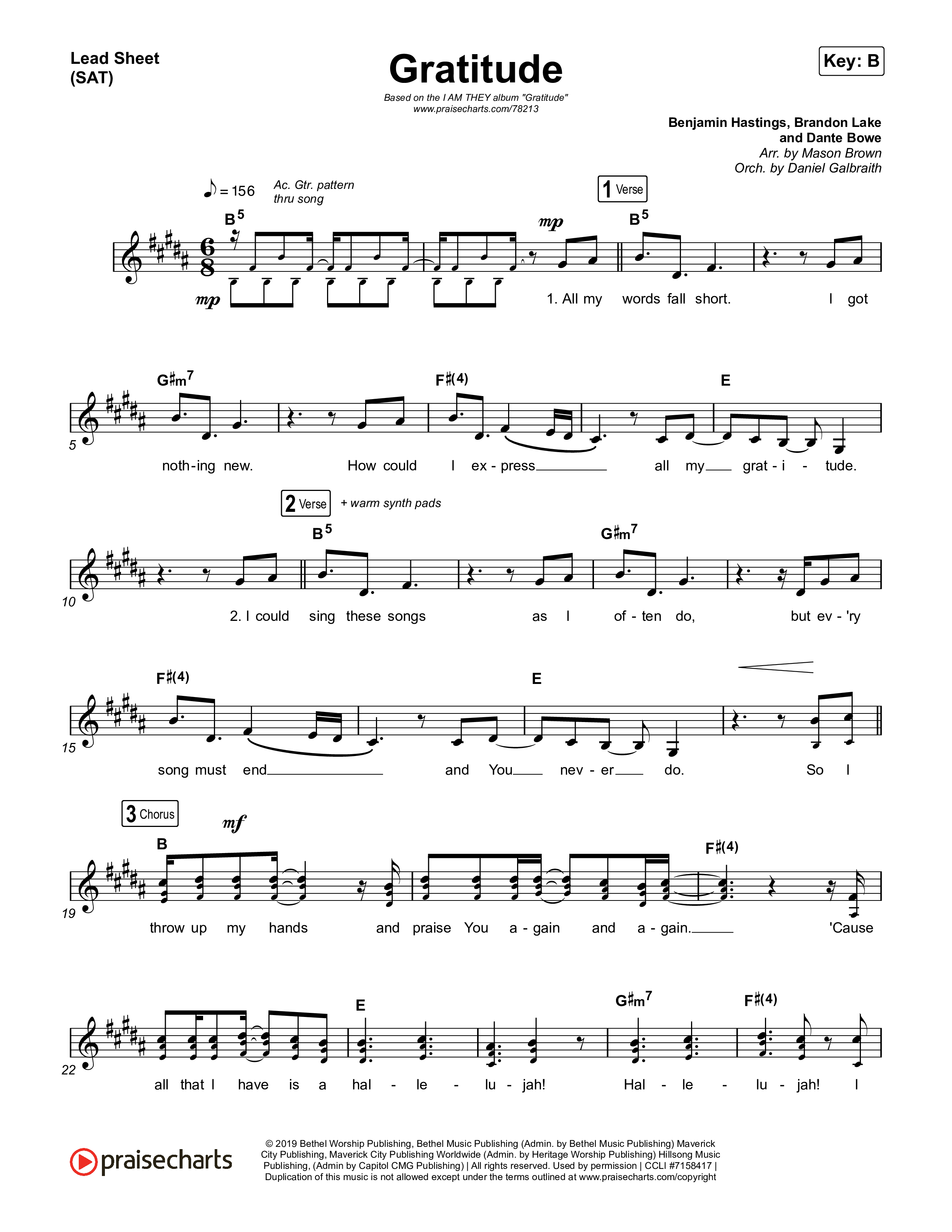 Gratitude Lead Sheet (SAT) (I Am They / Cheyenne Mitchell)