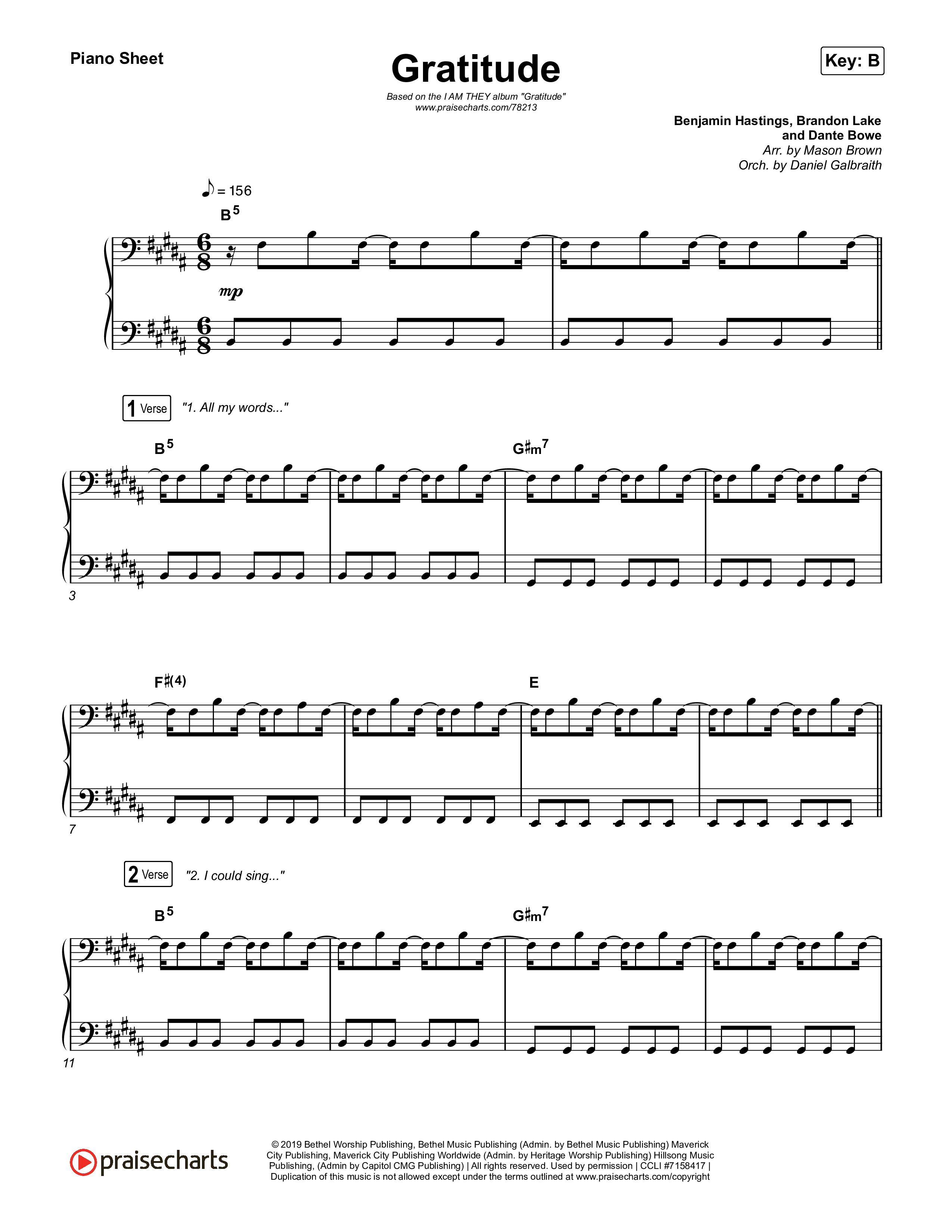 Gratitude Piano Sheet (I Am They / Cheyenne Mitchell)