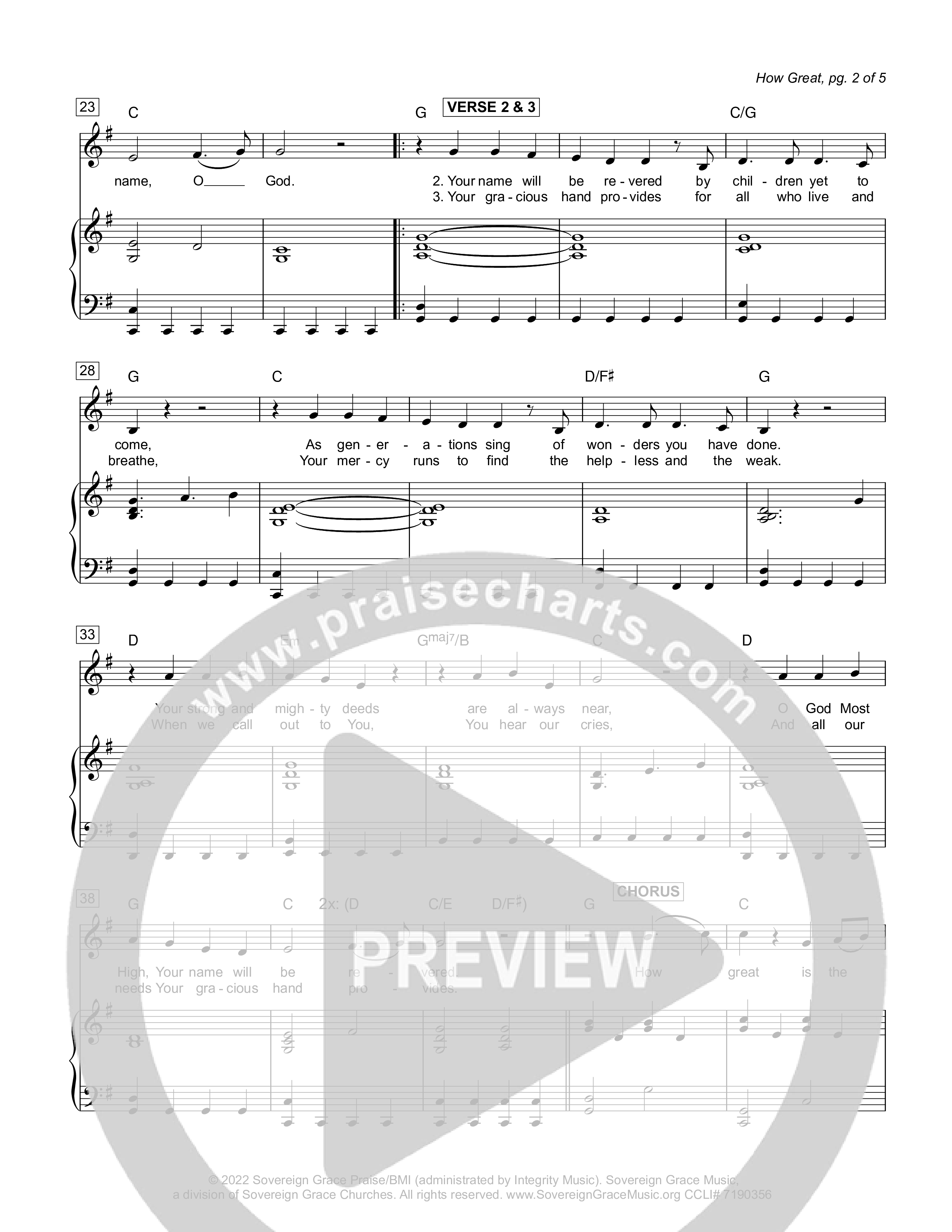 How Great (Psalm 145) Piano/Melody (Sovereign Grace)