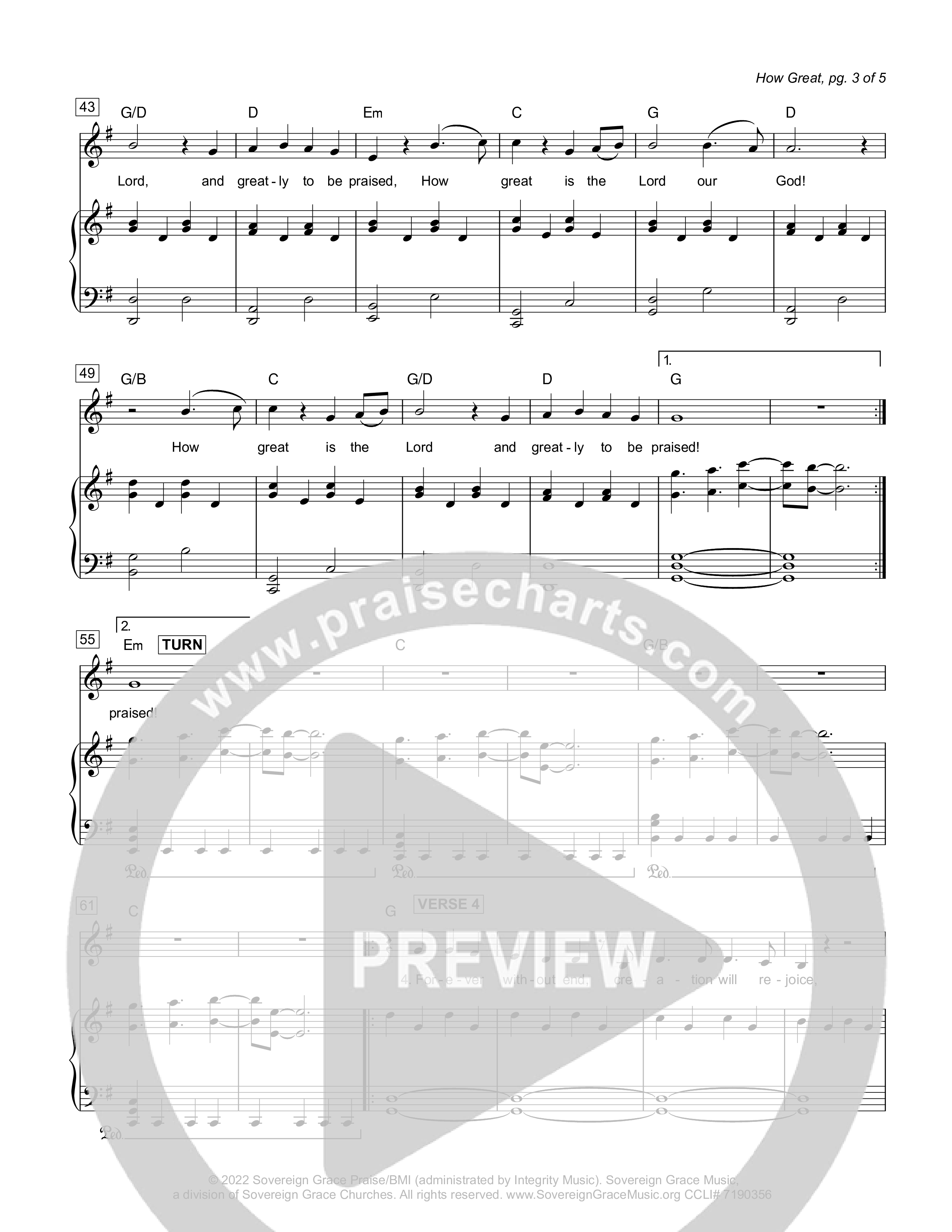 How Great (Psalm 145) Piano/Melody (Sovereign Grace)