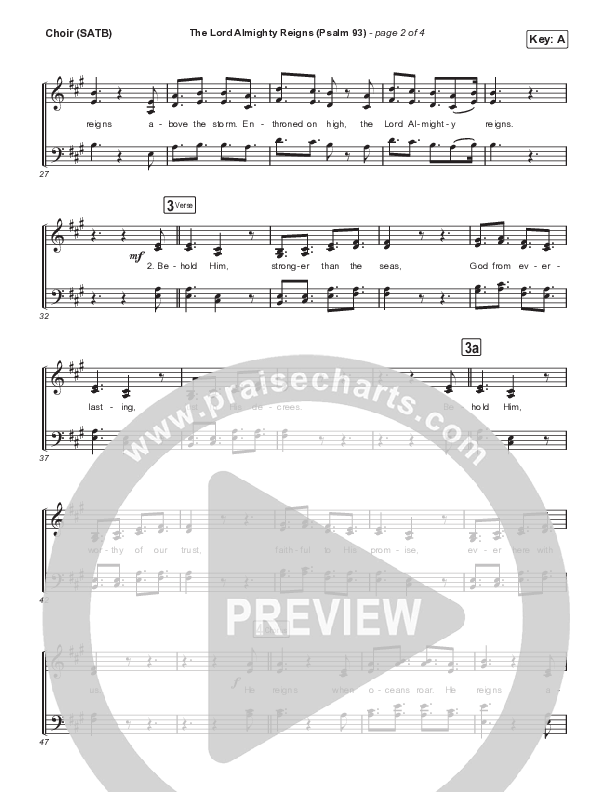 The Lord Almighty Reigns (Psalm 93) Choir Sheet (SATB) (Sovereign Grace)