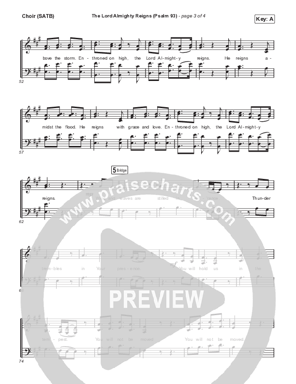The Lord Almighty Reigns (Psalm 93) Choir Sheet (SATB) (Sovereign Grace)
