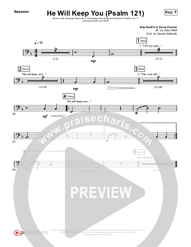 He Will Keep You (Psalm 121) Bassoon (Sovereign Grace)