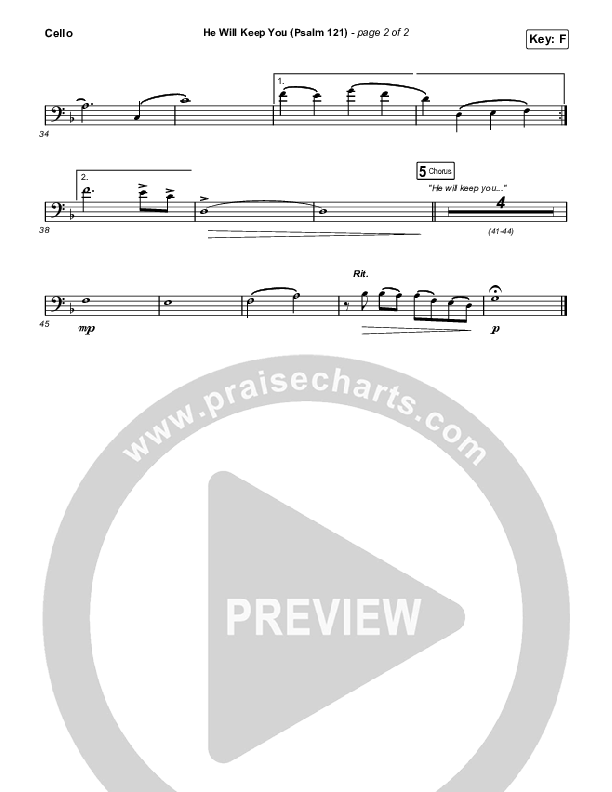 He Will Keep You (Psalm 121) Cello (Sovereign Grace)