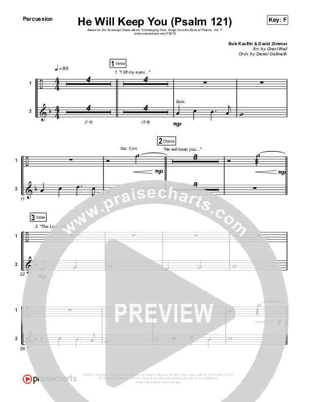 He Will Keep You (Psalm 121) Percussion (Sovereign Grace)