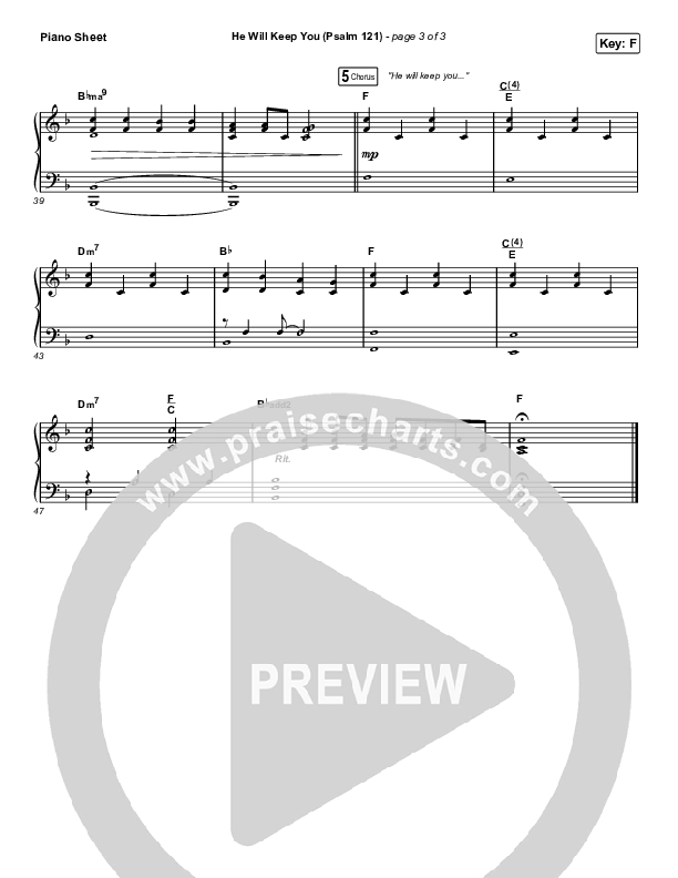 He Will Keep You (Psalm 121) Piano Sheet (Sovereign Grace)