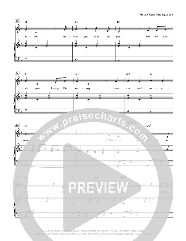 He Will Keep You (Psalm 121) Piano/Melody (Sovereign Grace)