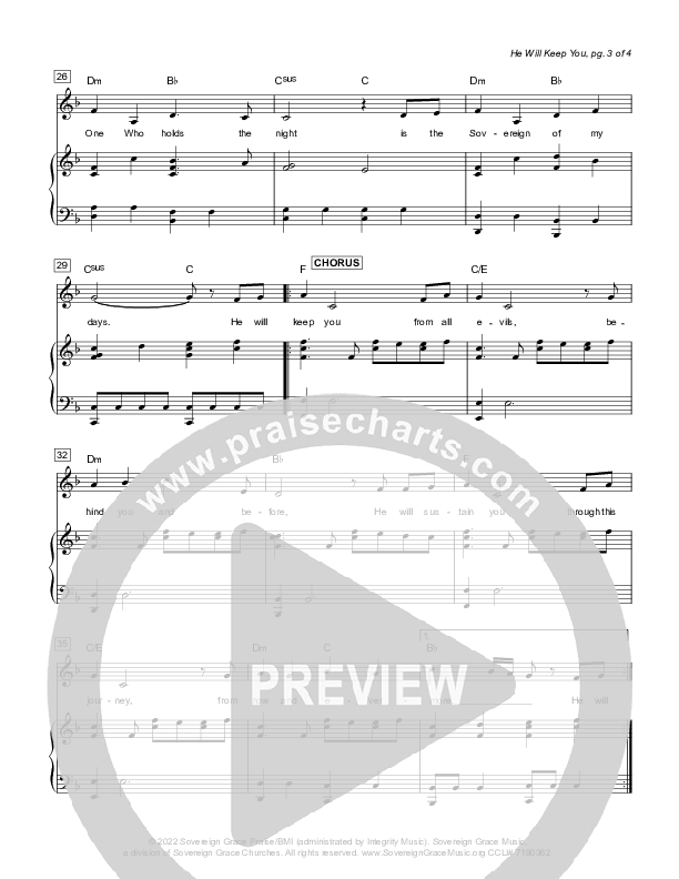 He Will Keep You (Psalm 121) Piano/Melody (Sovereign Grace)