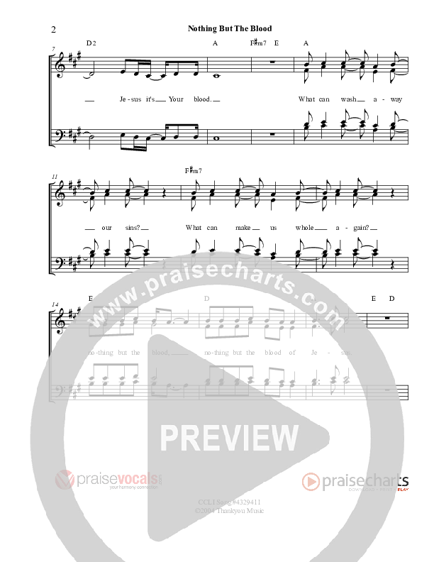 Nothing But The Blood Lead Sheet (PraiseVocals)