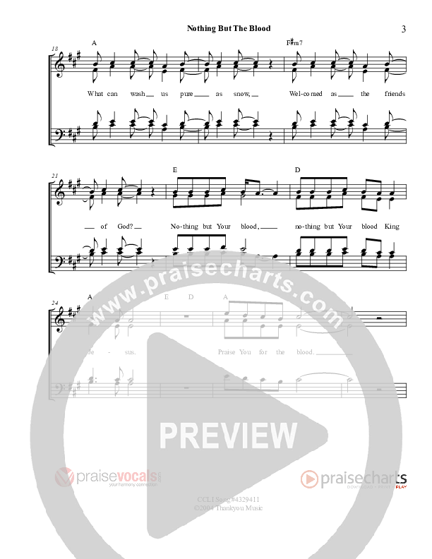 Nothing But The Blood Lead Sheet (PraiseVocals)