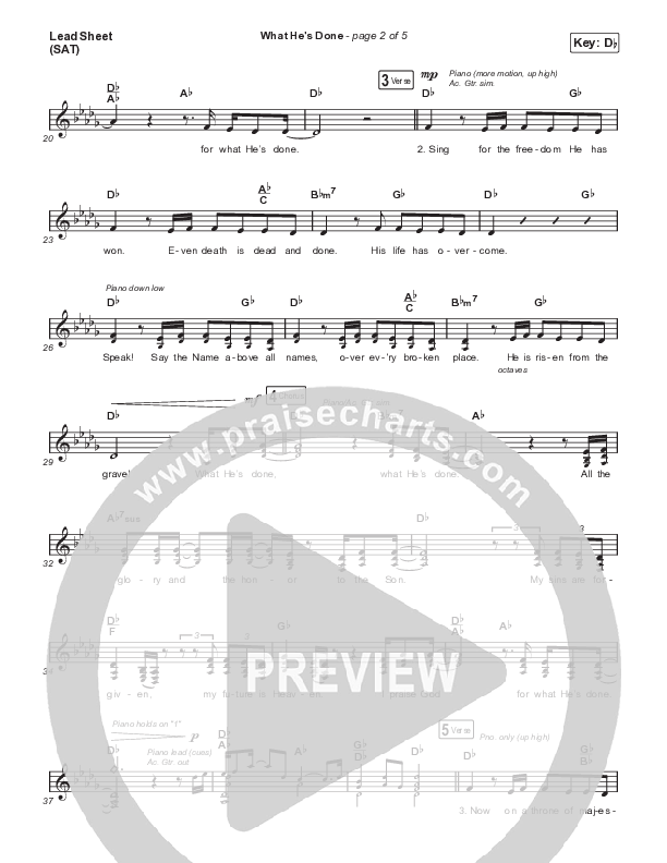 What He's Done (Acoustic) Lead Sheet (SAT) (Passion)