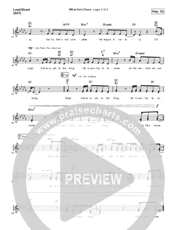 What He's Done (Acoustic) Lead Sheet (SAT) (Passion)