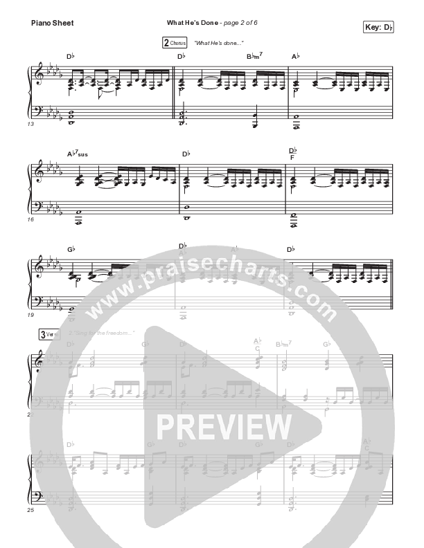 What He's Done (Acoustic) Piano Sheet (Passion)